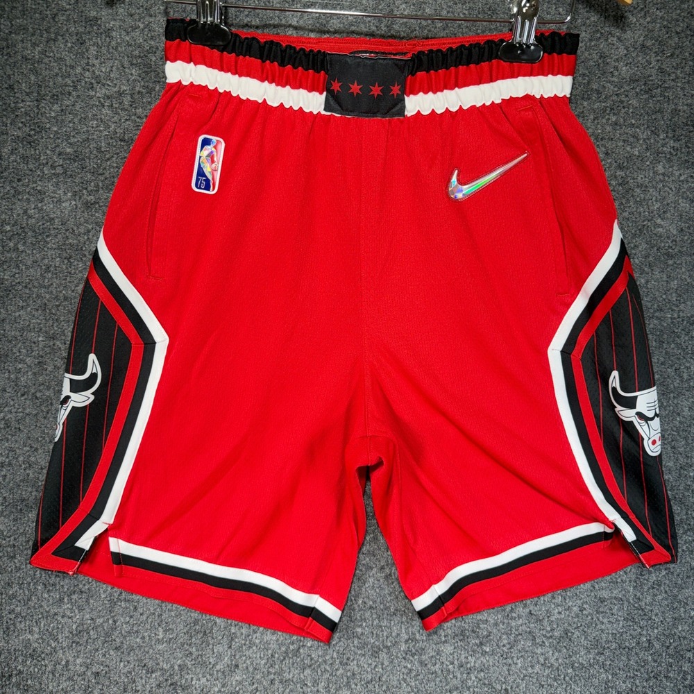 Nike Chicago Bulls NBA 75th Anniversary Shorts Mens Small Red Dri-FIT Engineered